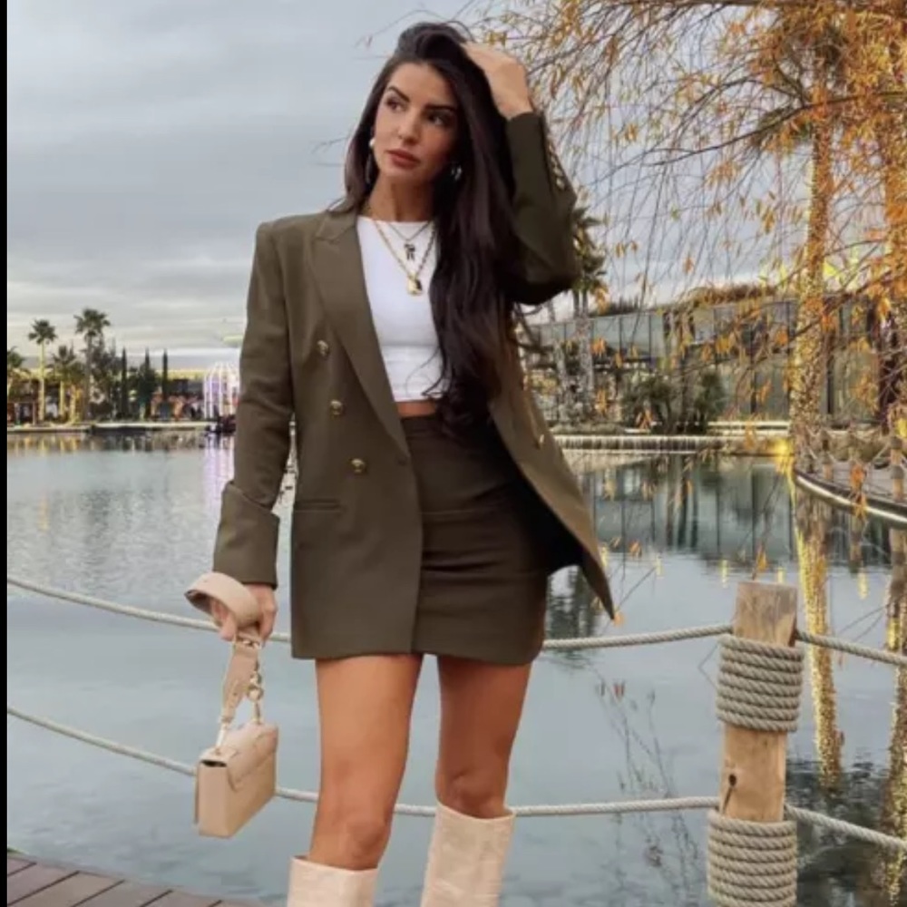 Zara Khaki Blazer Medium - Picture 7 of 8